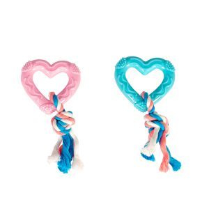 JOUET CHIOT COEUR AVEC CORDE 14 CM