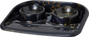 PLATEAU GAMELLE DOUBLE MARBLE DORE NOIR
