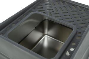 BAC A LITIERE EN INOX ENTREE PAR LE HAUT
