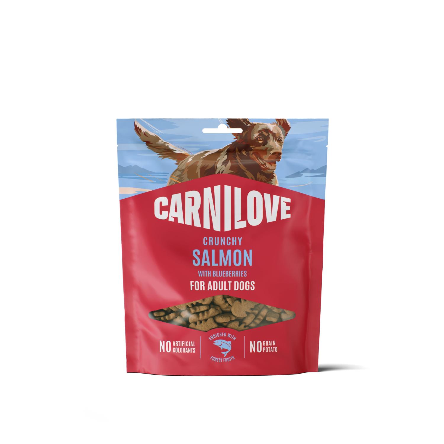 CARNILOVE CRUNCHY SNACK SAUMON MYRTILLES