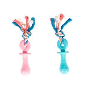 JOUET CHIOT TETINE AVEC CORDE 18 CM