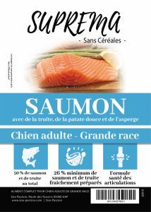 SUPREMA SANS CEREALES ADULTE GRANDE RACE SAUMON TRUITE 12 KG