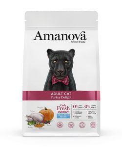 AMANOVA CHAT SEC SANS CEREALES DINDE 1,5 KG