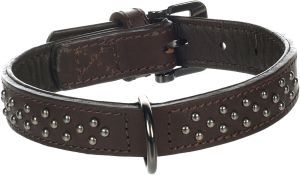 COLLIER CUIR DENVER AVEC CLOUS BRUN S