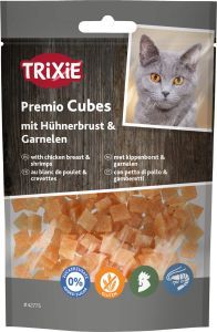 PREMIO CHAT CUBES AU BLANC DE POULET & CREVETTES 50 GR
