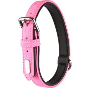 COLLIER CUIR PETIT CHIEN LEZA ROSE 16 CM