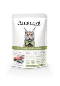 AMANOVA SACHET CHAT STERILISE AGNEAU SARDINES 85 GR