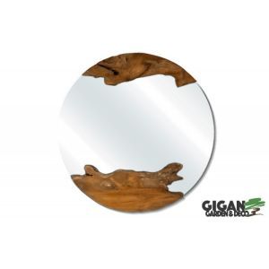 MIROIR EN TECK TEMPEL ROND NATUREL DIAM 60 CM X 3 CM