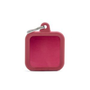 MEDAILLE HUSHTAG CARRE ALU ROUGE M