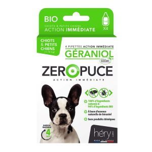 ZERO PUCE PIPETTE GERANIOL CHIOTS ET CHIENS X 4