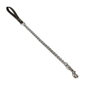 LAISSE CHAINE COURTE CUIR NOIR 60 CM