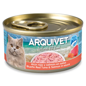 ARQUIVET BOITE CHAT THON ROUGE / SAUMON EN SAUCE 80 GR