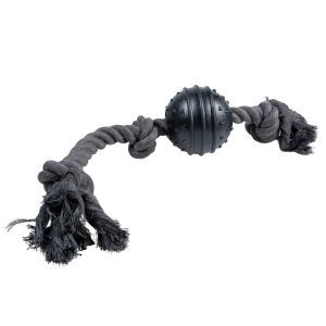 CORDE 3 NOEUDS BOULE CAOUTCHOUC DE 8 CM ECO NOIR