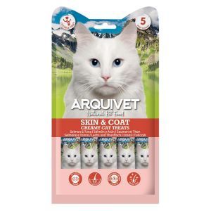 CREAMY CAT TREATS PEAU ET FOURRURE SAUMON ET THON 5 X 14 GR