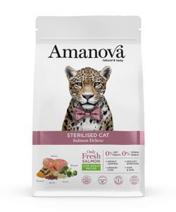 AMANOVA CHAT STERILISE SEC SAUMON ET QUINOA SANS CEREALES 1,5 KG