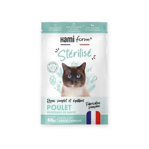 REPAS COMPLET EQUILIBRE CHAT STERILISE POULET 80 GR