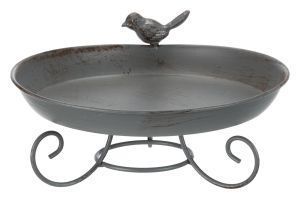 ABREUVOIR METAL SUR PIED PETIT OISEAUX