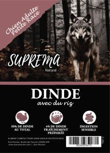 SUPREMA NATURAL ADULTE PETITE RACE DINDE ET RIZ 1,5 KG