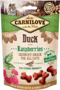 CARNILOVE CHAT CRUNCHY SNACK CANARD & FRAMBOISES 50 GR