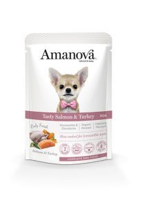 AMANOVA SACHET CHIEN SAUMON ET DINDE SANS CEREALES 100 G