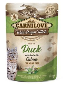 CARNILOVE CHAT POCHON CANARD HERBE A CHAT 85 GR