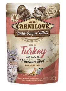 CARNILOVE CHAT POCHON DINDE VALERIANE 85 GR