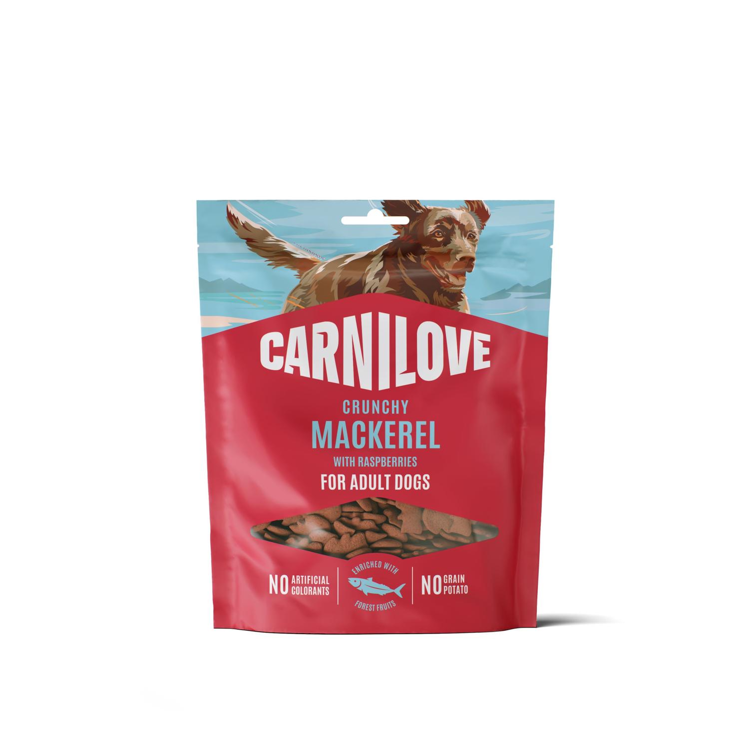 CARNILOVE CRUNCHY SNACK MAQUEREAU FRAMBOISES