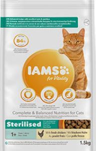 IAMS VITALITY CHAT ADULTE STERILISE POULET 1,5 KG