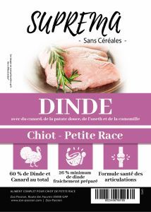 SUPREMA SANS CEREALES CHIOT DINDE PETITE RACE 2 KG