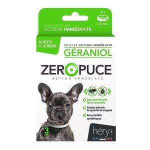 ZERO PUCES COLLIER GERANIOL CHIOTS ET CHIENS