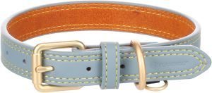 COLLIER CUIR VIRGINIA BLEU CLAIR XS-S