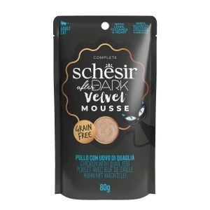 SCHESIR CHAT AFTER DARK POULET OEUF DE CAILLE EN MOUSSE 80 GR
