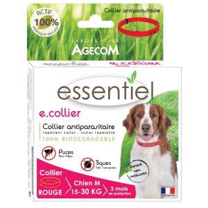 E.COLLIER CHIEN MOYEN ROUGE 60CM