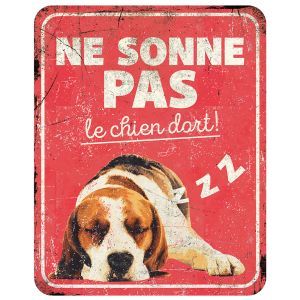 PANNEAU BEAGLE NE SONNE PAS LE CHIEN DORT !