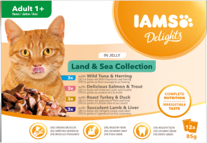 IAMS DELIGHTS CHAT HUMIDE GELEE TERRE&MER COLLECTION" 12X85G