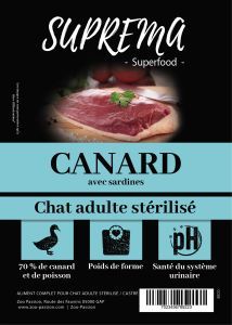 SUPREMA DIETS CHAT STÉRILISÉ CANARD SARDINE 0.3 KG