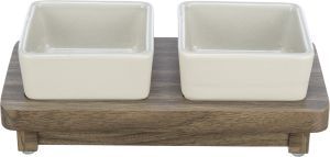 SET 2 GAMELLES CERAMIQUE SUPPORT MDF CITY STYLE PM