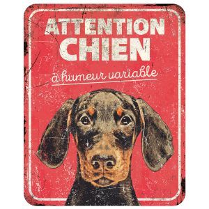 PANNEAU DOBERMAN ATTENTION CHIEN À HUMEUR VARIABLE