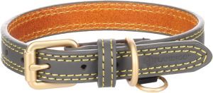 COLLIER CUIR VIRGINIA GRIS M-L